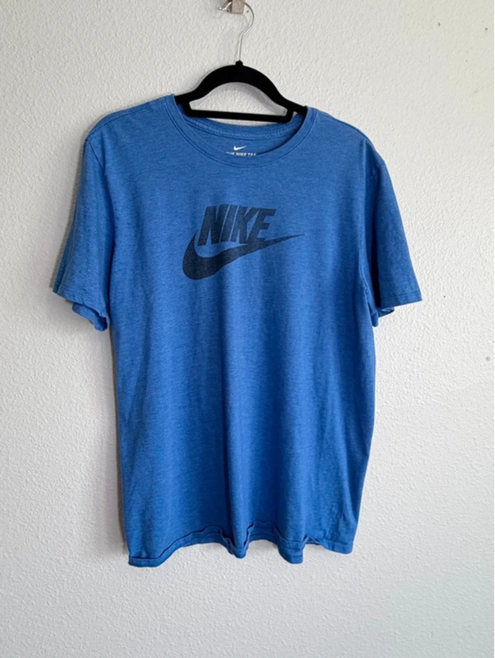 Nike Futura Logo Graphic T-Shirt Heather Blue Mens Large Athletic Cut Tee